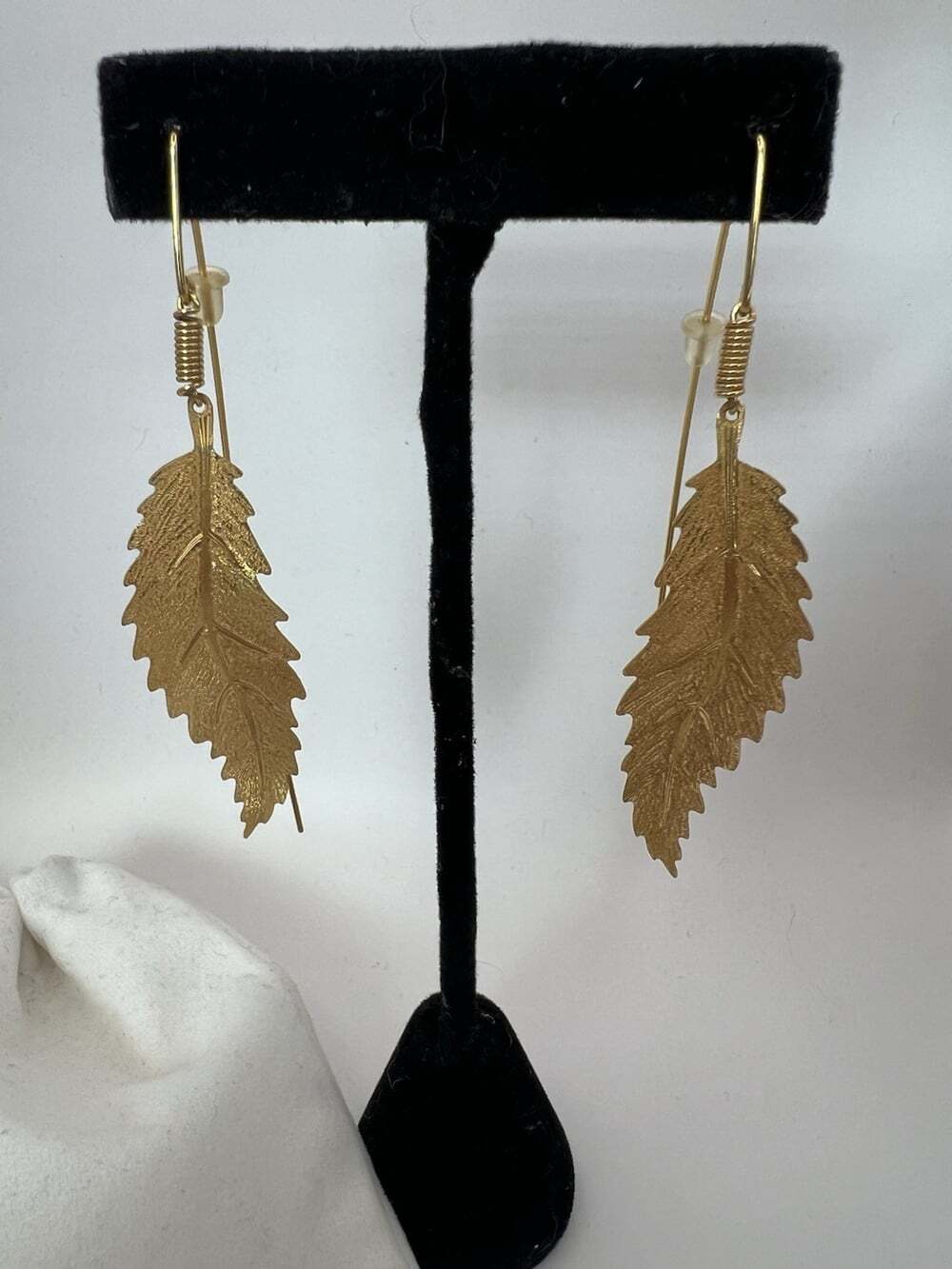 Stefano Patriarchi 925 Gold Plated Sterling Leaf Earrings Italy 3.25” Statement